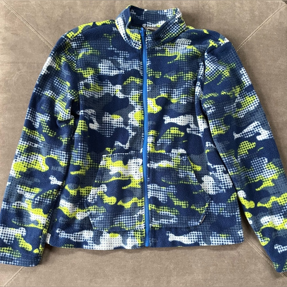 Eddie Bauer Kids Blue and Yellow Camo Fleece Jacket